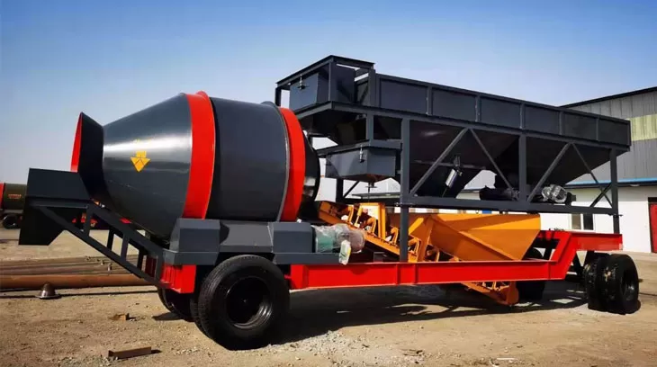 Drum Mobile Concrete Batching Plant with a 2-bin batching machine