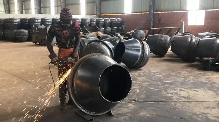 Concrete mixer in production